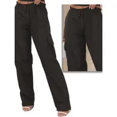 CALÇA CARGO – 2 BOLSOS CARGO LATERAIS + 2 FRONTAIS + 2 TRASEIROS – CORDÃO AJUSTÁVEL – TECIDO TACTEL