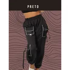 calça cargo Jogger Triple Bolso em pretas e brancas tendencia 2026