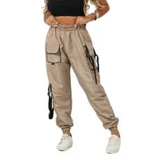 CALÇA CARGO JOGGER EM TECIDO FINO, 3 BOLSOS COM TIRAS ESTILO STREETWEAR EM P M G BEGE PRETO VERDE