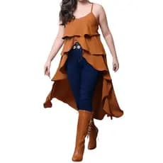 Bata Longa Túnica Blusa Estilo Boho Alcinha Chic Camadas