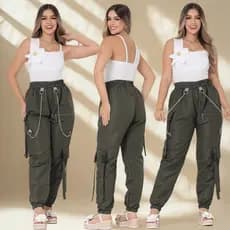calça cargo jogger unissex em tecido leve streetwear para dança e casual