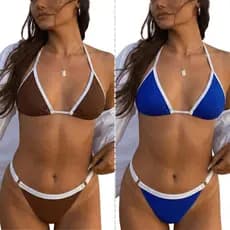 Conjunto Biquini Marquinha Fita Feminino Fio Dental Suplex Regulagem Cortininha Bronze Virginia