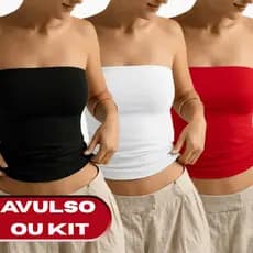 Top Tube Feminino Faixa Cropped Tomara Que Caia Forro Duplo Slim Suplex