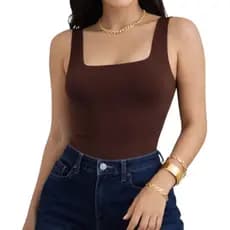 Body Gola Quadrada Feminino Decote Quadrado Collant Alça Grossa Suplex