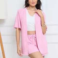 Conjunto Feminino Kimono e Short em Duna Leve Soltinho para Praia e Lazer Feminino - Envio Imediato