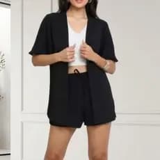 Conjunto Pink Feminino Kimono e Short Moda Verão em Tecido Duna Confortável e Estiloso - Envio Imediato