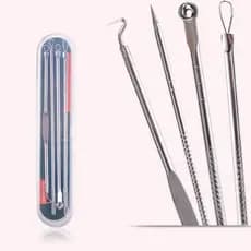 Kit 4 de Ferramentas de Beleza Extrator de Acne Removedor de Cravo Espinha Aço Inoxidável - Entrega Pronto - JQ
