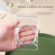 Saco de Joia PVC Transparente com Zip Forte - Seguro para Guardar Acessórios