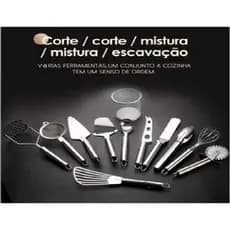 Kit 12 Talheres Utensílios 100% Aço Inox Jogo Completo Conchas Colher Pegador Espátula