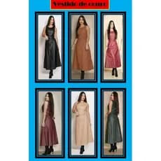 Moda Evangélica VESTIDO de couro com zíper invecível leva cinto