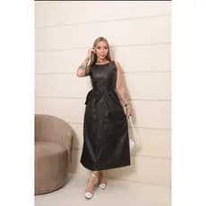 VESTIDO DE COURO LEVA ZIPER, LEVA CINTO