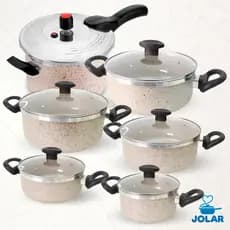 Jogo de Panelas Antiaderentes Teflon + Panela de Pressão 4,5 l Externa 6 Peças