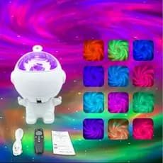 Mini Projetor Astronauta de Luz Noturna Galáxia Estrelada Projetor de Luz Teto Nebulosa com Controle Luminária Quarto