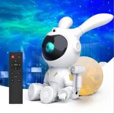 Projetor Astronauta de Luz Noturna Galáxia Estrela Coelho Astronauta Teto Nebulosa com Controle