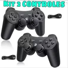Kit 2 controles PS3 PlayStation 3 Dual Shock Wirelless  Sem Fio Joystick Bateria Recarregável