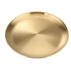 Bandeja Aco Inoxidavel Luxo Alimentos Dourado Redondo 14cm