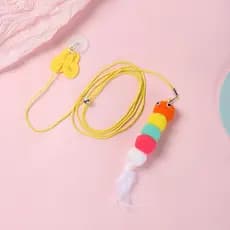 Brinquedo lagarta Pompom Para Gato - elástico c/ ventosa  de grudar