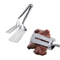 Pinça Pegador Espátula Pegadora Dupla para Alimentos em Inox