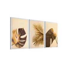 Trio Quadros Decorativos Com Moldura 50x70 cm Luxuoso Sala Quarto Escritório Hall