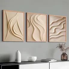 Kit 3 Quadros Decorativos 50x70 Com Moldura Abstrato Moderno Sala Quarto Hall