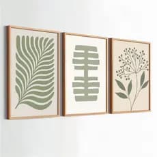 Kit Quadros Decorativos 50x70 Com Moldura Moderno Folhagem Abstrato Grande