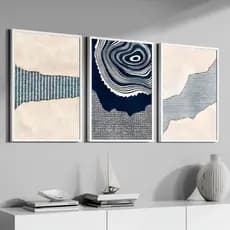 Kit 3 Quadros Decorativos 50x70 Com Moldura Abstrato Minimalista Sala Quarto