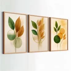 Trio Quadros Decorativos Com Moldura 50x70 Grande Moderno Para Sala Quarto Escritório