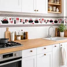 Faixa Decorativa Decoração Parede Cozinha Vermelho