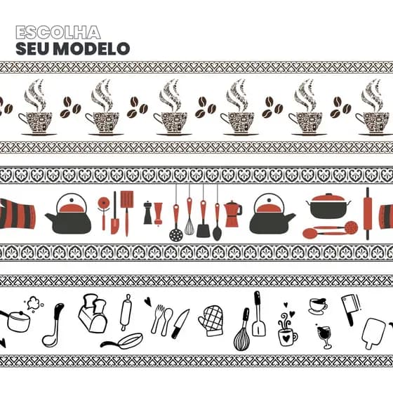 Faixa Borda Adesiva Decorativa 110x15 cm Papel de Parede Cozinha
