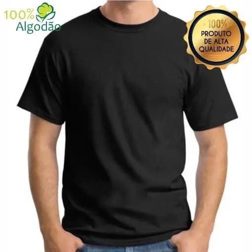 Camisa Masculina Básica 100% Algodão Camiseta Lisa  Costura Reforçada Premium