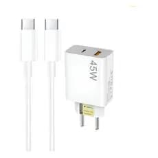 Carregador Celular Turbo 45w Duplo Usb-a + Usb-c Com Cabo Tipo C Turbo Power Nota Fiscal selo Anatel