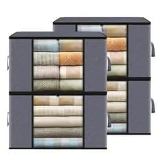 kit 04 saco Organizador Dobrável Grande com tampa Para Guarda-roupa E Edredom
