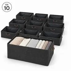 Kit 10 Caixas Organizadoras Dobráveis Cesto Tecido Guarda Roupa Closet Viagem Lazer Organização Luxo