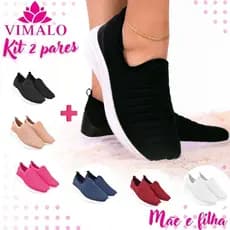 Kit 2 pares  Tênis Jogging Feminino Vimalo VL02 PRETO + ADICIONAL
