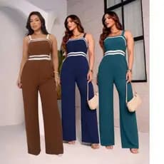 Macacão Duna longo Pantalona Forrado Elastex Costas Com Bojo Elegante Casual