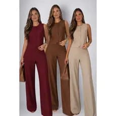 Conjunto Feminino Calca E Colete NoTecido Marrant Sensorial Botao Na Frente Bolso Laterais