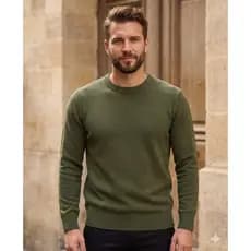Sueter Tricot Masculino Inverno Canelada Lã Masculina Frio Gola Redonda Tricô Liso Estilo Casual