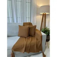 Peseira Manta Decorativa Pompom Sofá Sala Cama Luxo Tricot 150x90cm