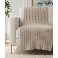 Peseira Manta Trança Sala Cama Casal Sofá Tricot 180x60cm