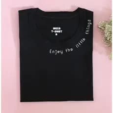Camiseta Baby Look Feminina 100% Algodão – Estampa Enjoy | Baby Look Larguinha, Confortável e Estilosa! Gola Redonda