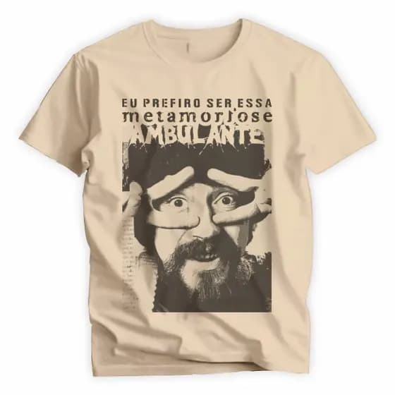 [Camiseta Premium em Algodão Puro]SISI Camiseta Vintage Unissex Raul Seixas Metamorfose Ambulante B1037