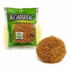 Kit Bucha Brilho - Cor Ouro - Limpeza Pesada - Limpa-Limpa - Esponja Metálica - Composição Latão - Não Esferruja