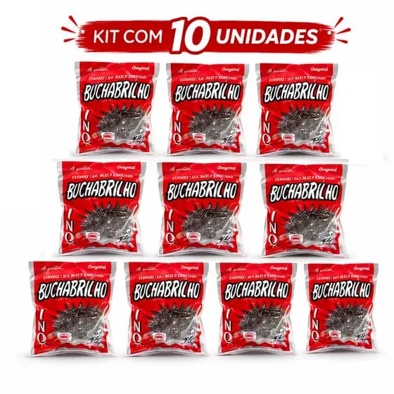 Kit 10 Buchas Brilhos - A Original _ Esponja de Aço Inoxdável