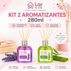 Kit 2 Aromatizantes de Ambiente 280ml com Palitos – Difusor de Aromas para Casa | Várias Fragrâncias