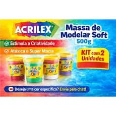 Massa de Modelar Soft Acrilex 500g Art Kids | Kit 1 ou 2 Unidades | Massinha Macia Atóxica