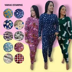 Pijama Feminino Soft Quentinho Inverno Liso e Estampado
