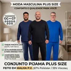 Pijama Masculino Plus Size de Inverno Presente Dia Dos Pais – Manga Longa e Calça Comprida