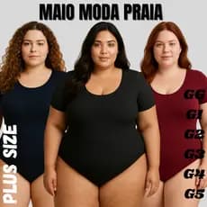 Body Bori Maio com Manga Moda Praia Feminino Plus Size Natação e Hidroginástica em Suplex