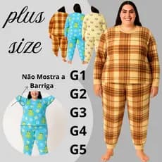 Pijama Feminino  Plus Size Adulto Inverno Soft Peluciado