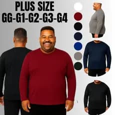 camiseta masculina Plus size camisa básica em Malha P.V manga longa